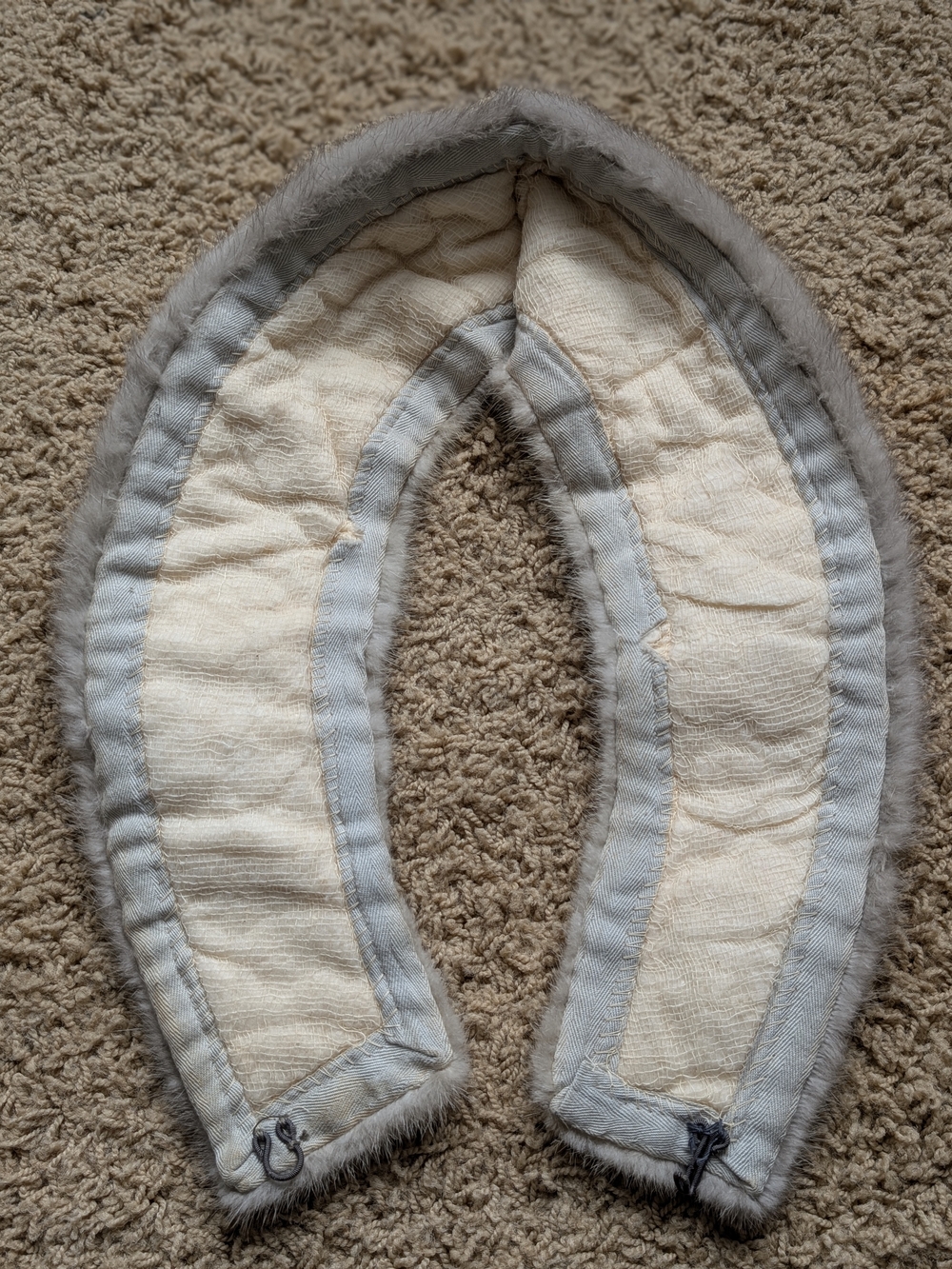 Vintage Genuine Mink Fur Collar Scarf Grey Beige 34" - Picture 12 of 13